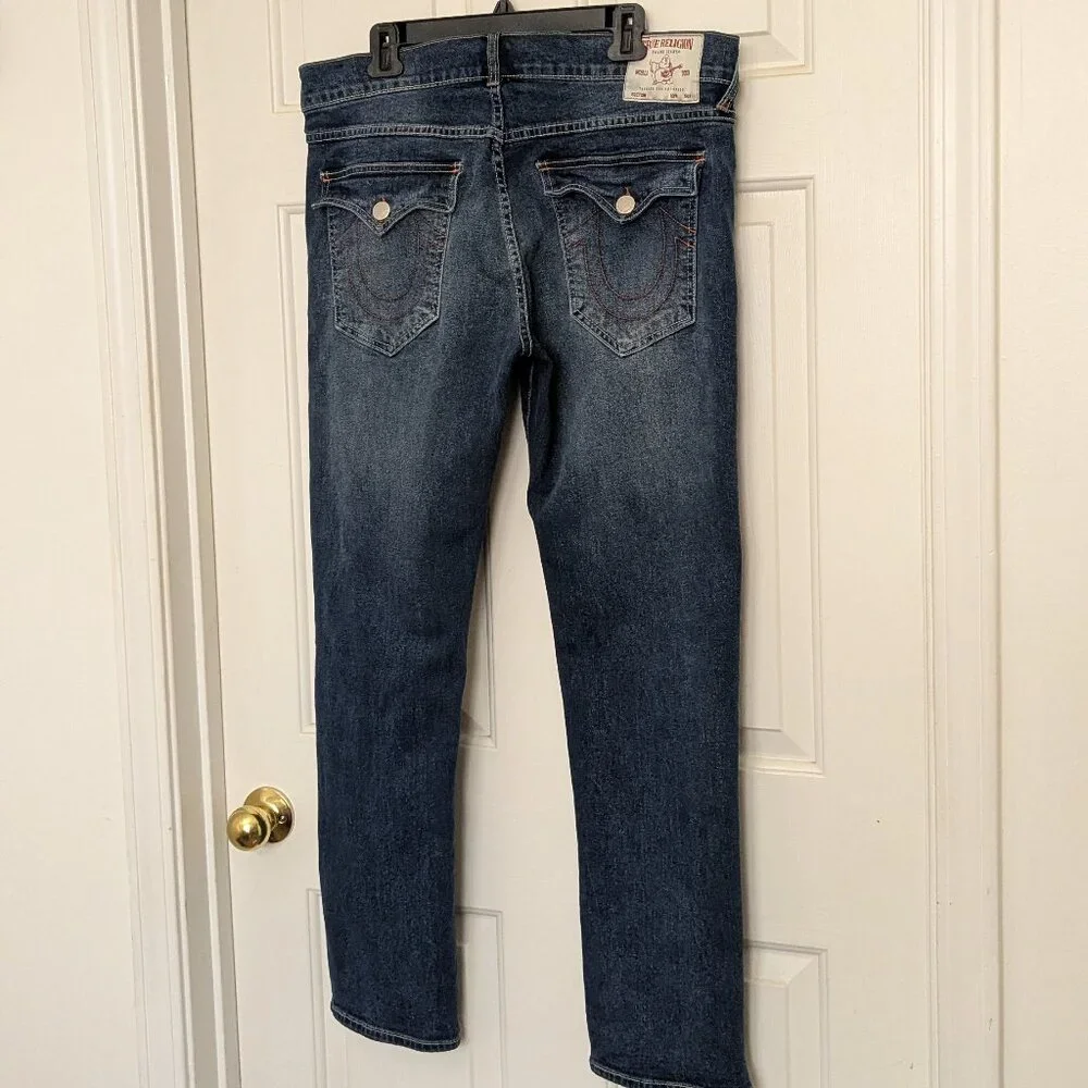 True Religion Men's Geno Relaxe Slim Jeans Size 36 Blue .
